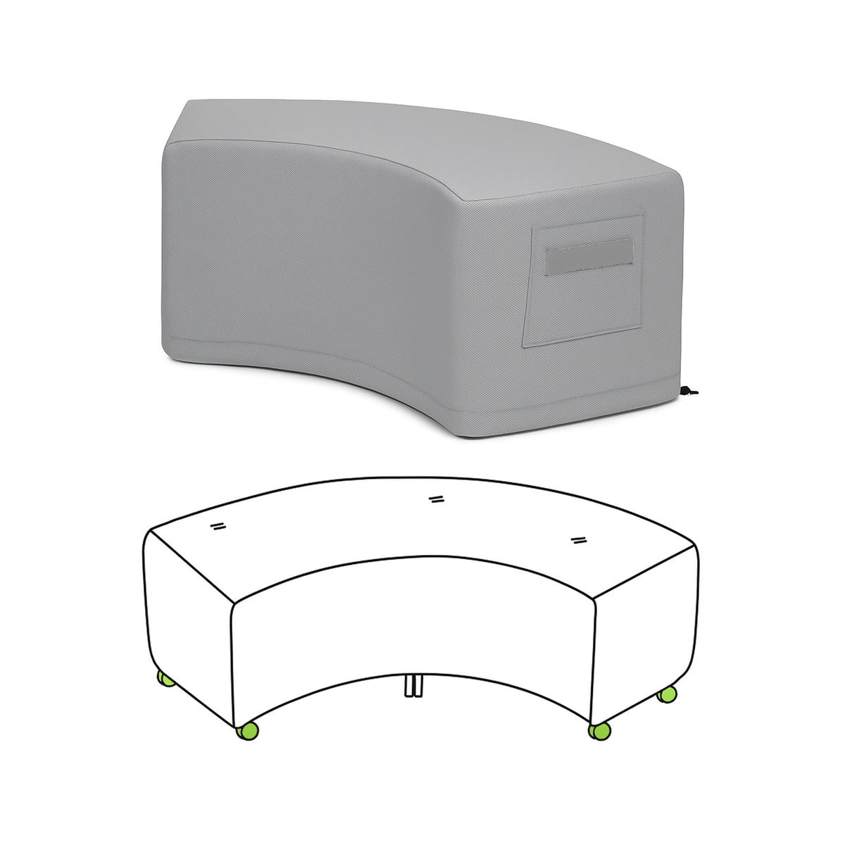 Custom Curved Ottoman Cover