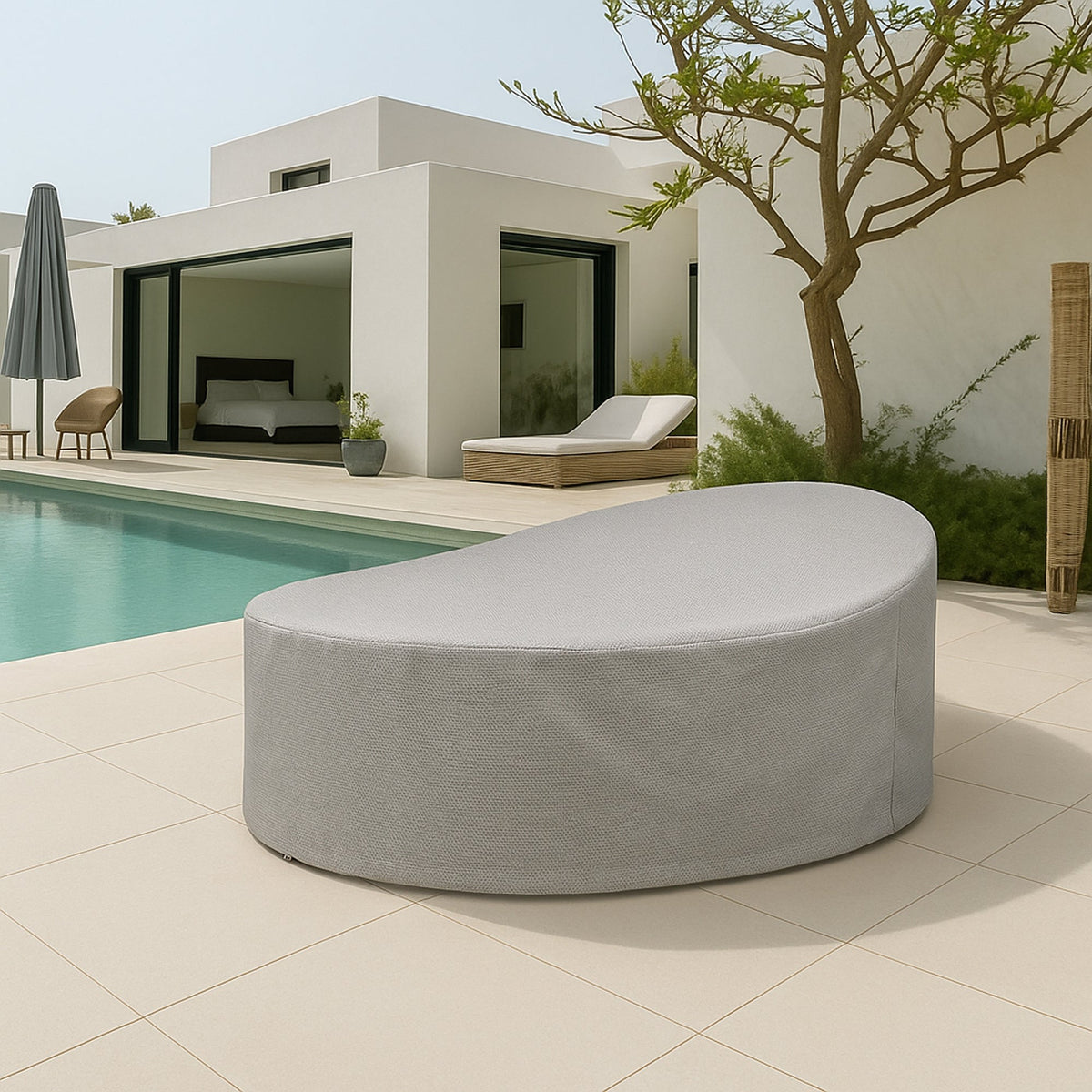 Custom Round Outdoor Daybed Cover - detail view