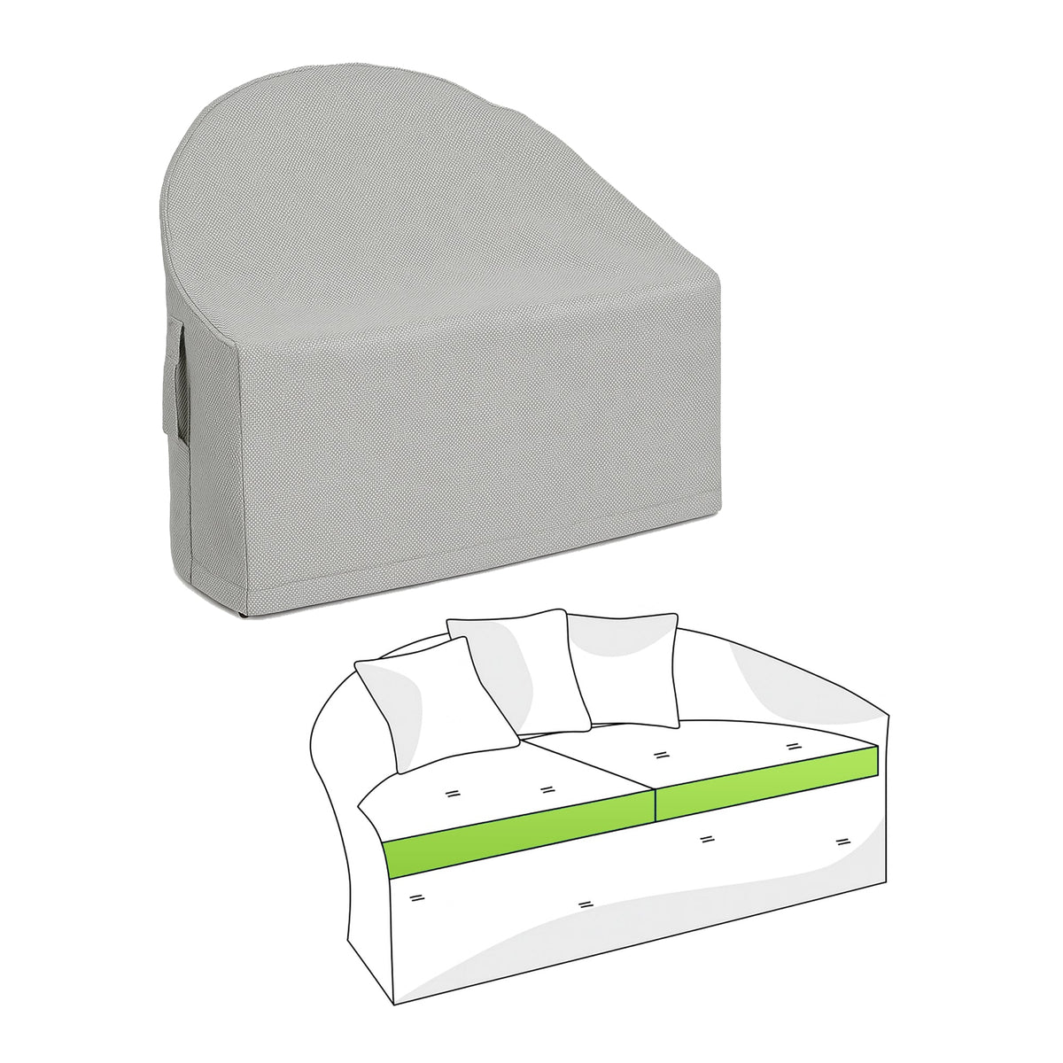 Custom Curved Outdoor Daybed Sofa Cover - front view - view 2