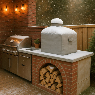 Custom Dual Door Pizza Oven Cover - alternate view