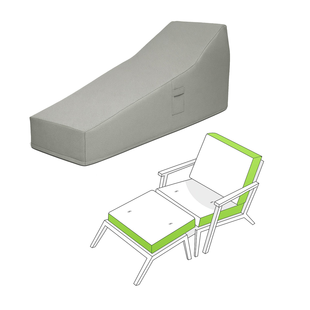 Custom Extended Seat Chaise Lounge Cover