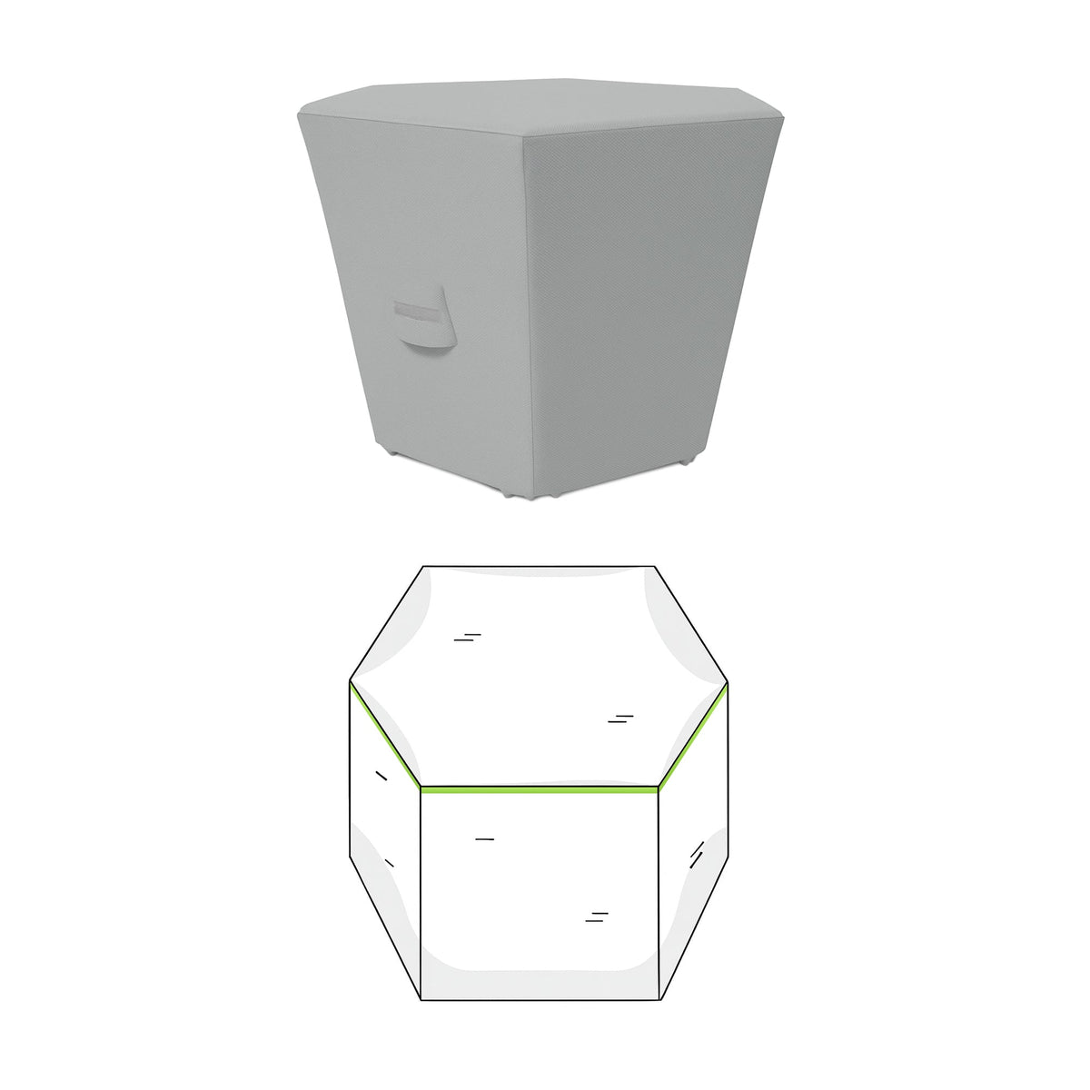 Custom Hexagonal Ottoman Cover - front view - view 2