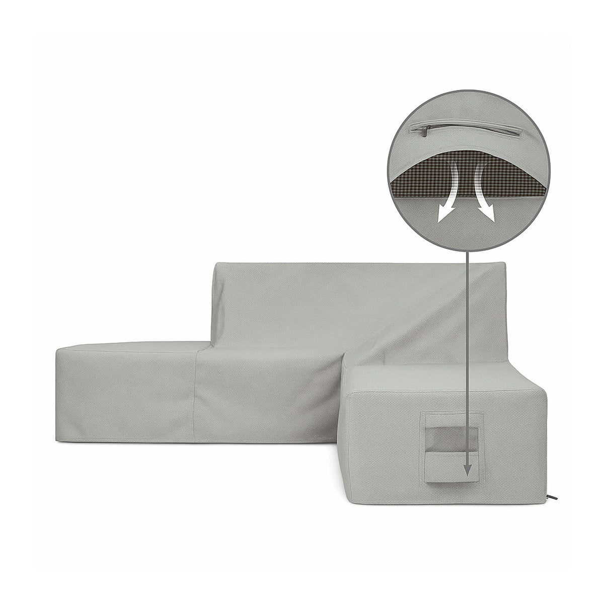 Custom L Shape Couch Covers - Style 2 - detail view - view 3