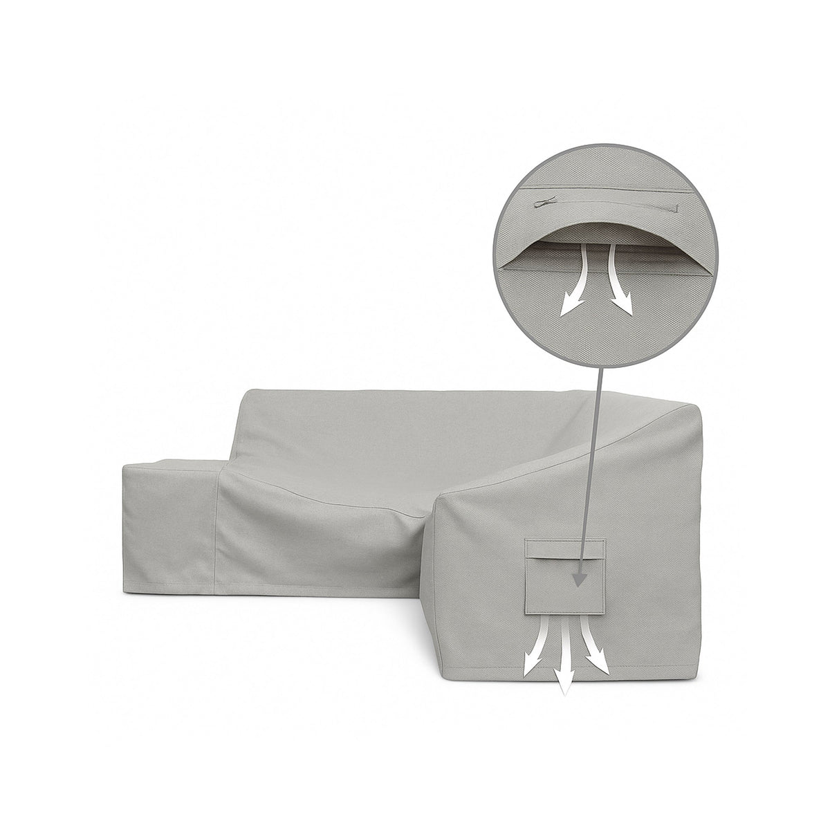 Custom L Shape Couch Covers - Style 4 - detail view - view 3