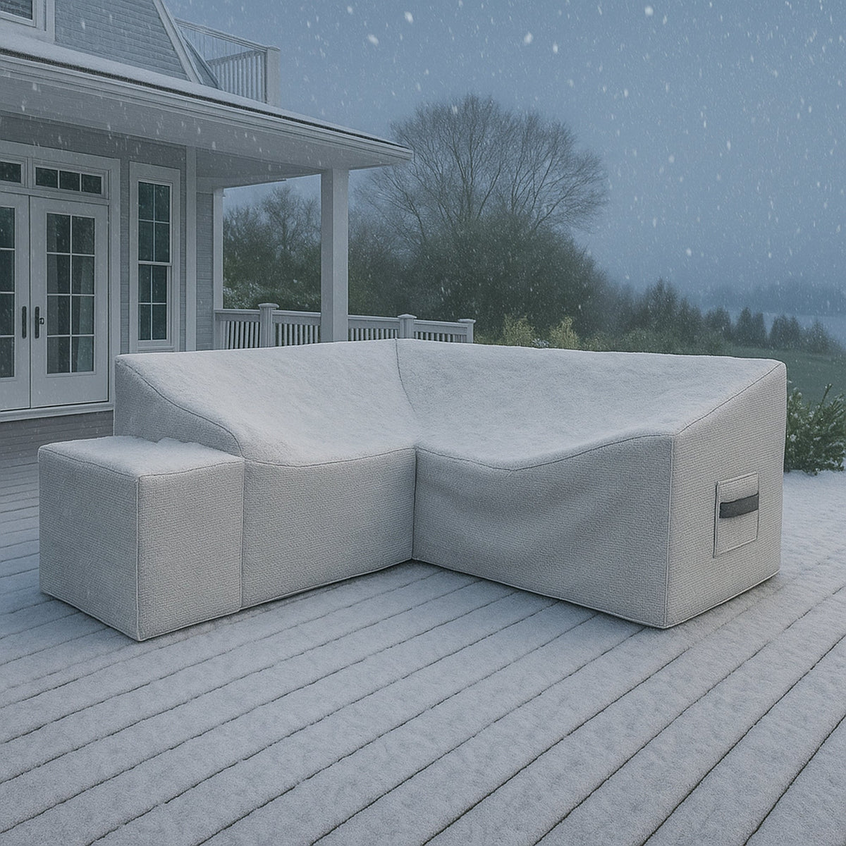 Custom L Shape Couch Covers - Style 8 - side view