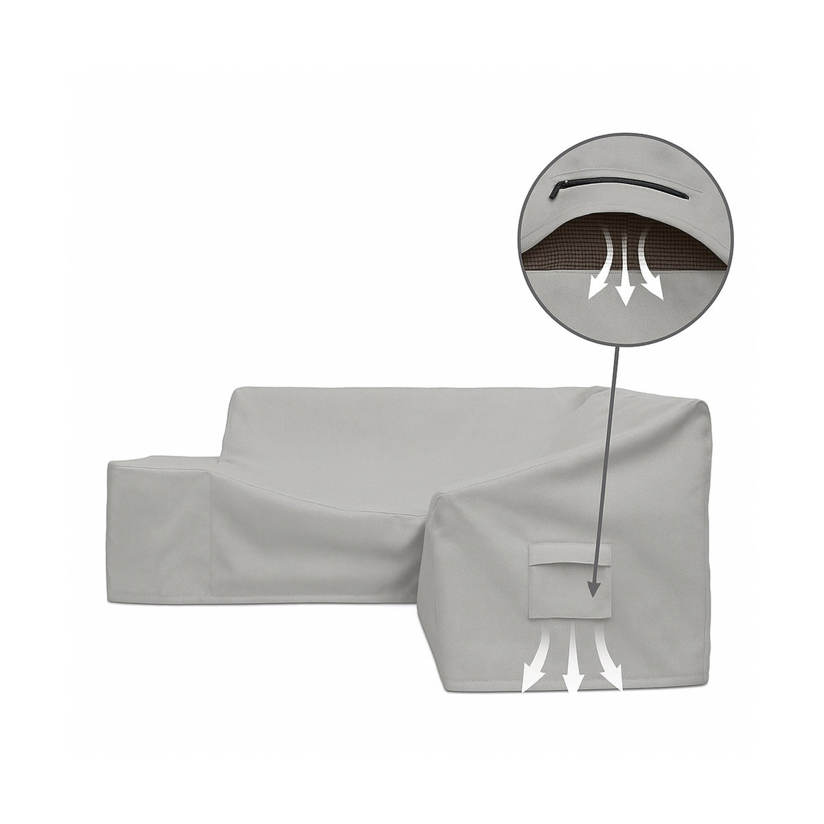 Custom L Shape Couch Covers - Style 8 - detail view - view 4