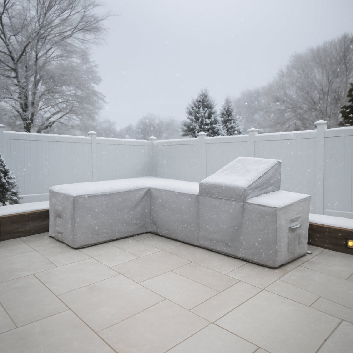 Custom L Shape Island Kitchen Cover – Right - side view