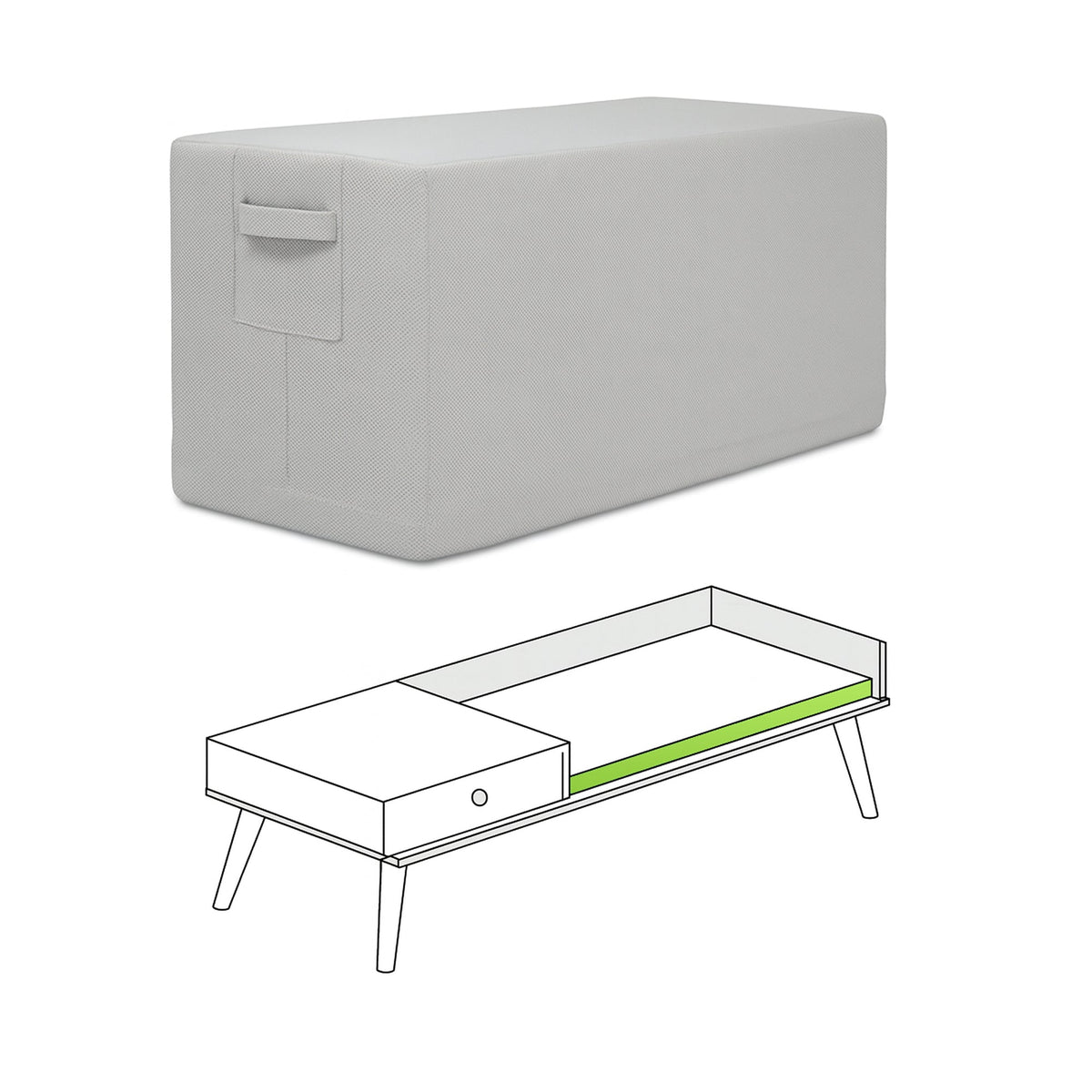 Custom Modern Storage Bench Cover - front view - view 2