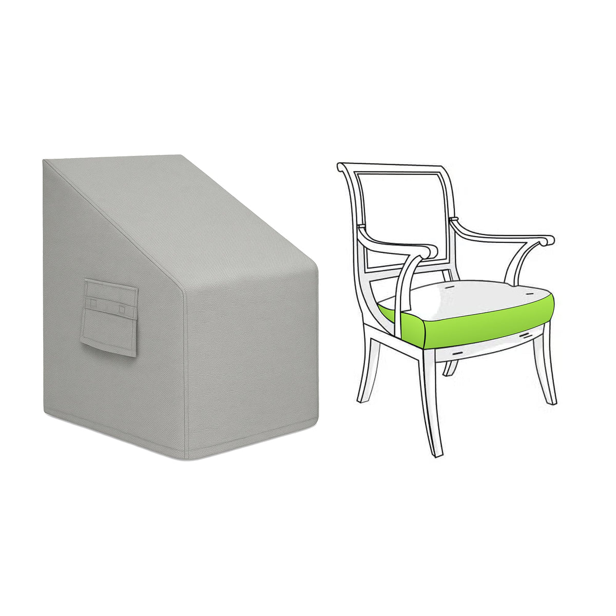 Custom Outdoor Dining Armchair Cover - front view - view 2
