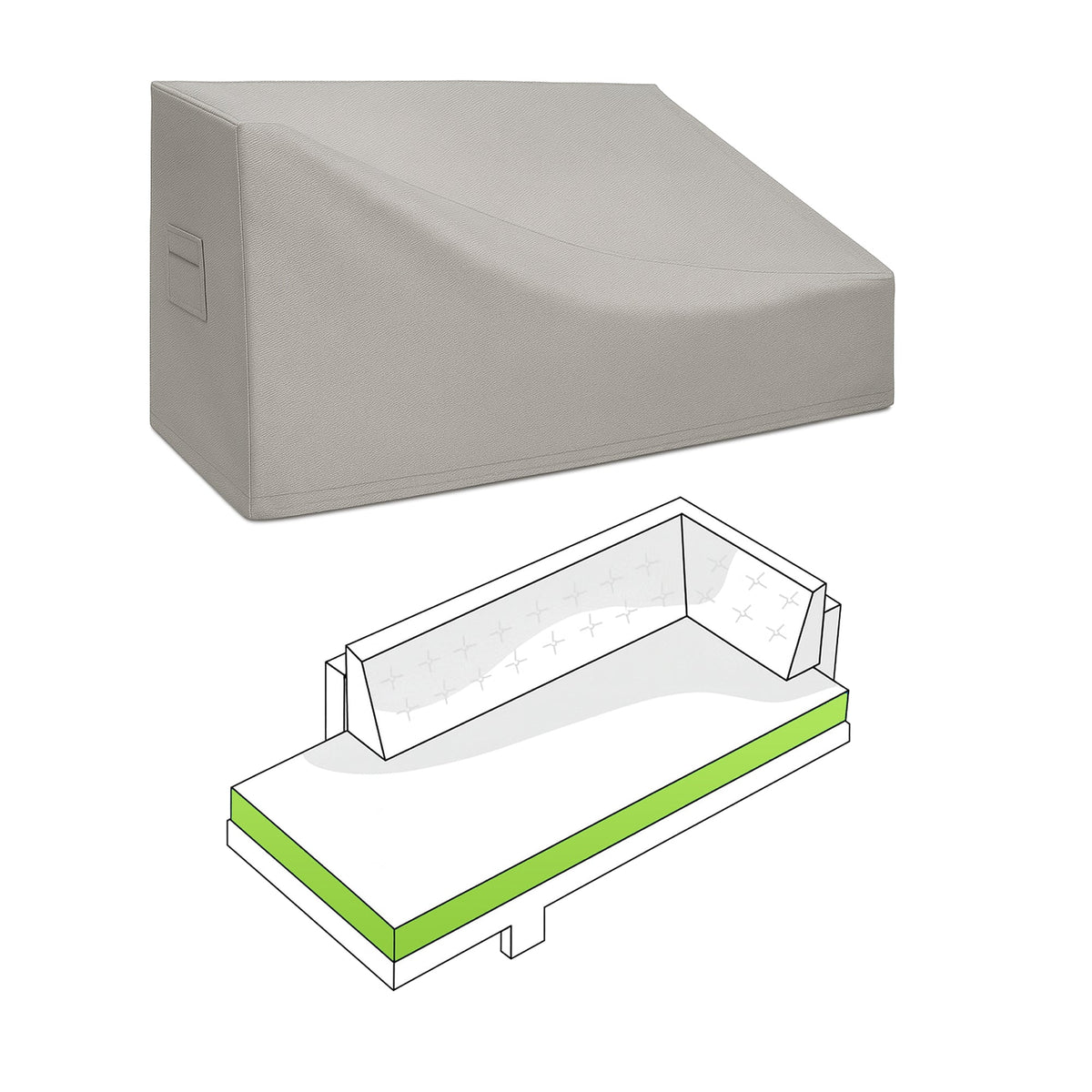 Custom Rectangular Outdoor Daybed Cover - front view - view 2