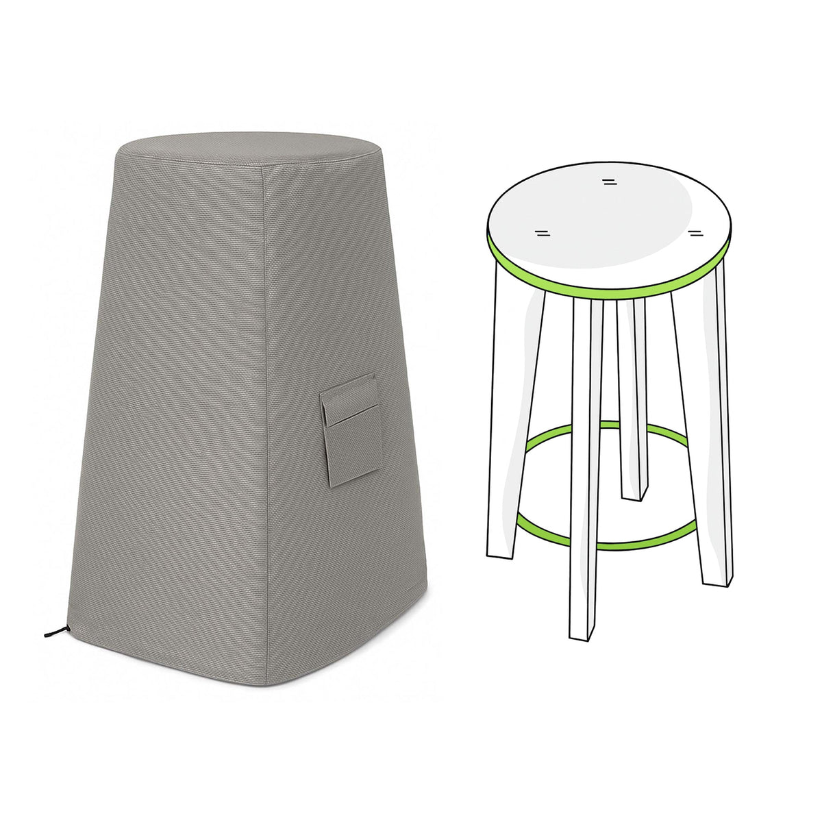 Custom Round Bar Stool Cover - front view - view 2