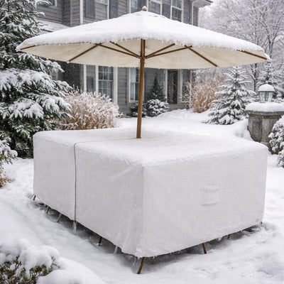 Custom Square / Rectangle Dining Table Chair Set Cover with Umbrella Hole - alternate view