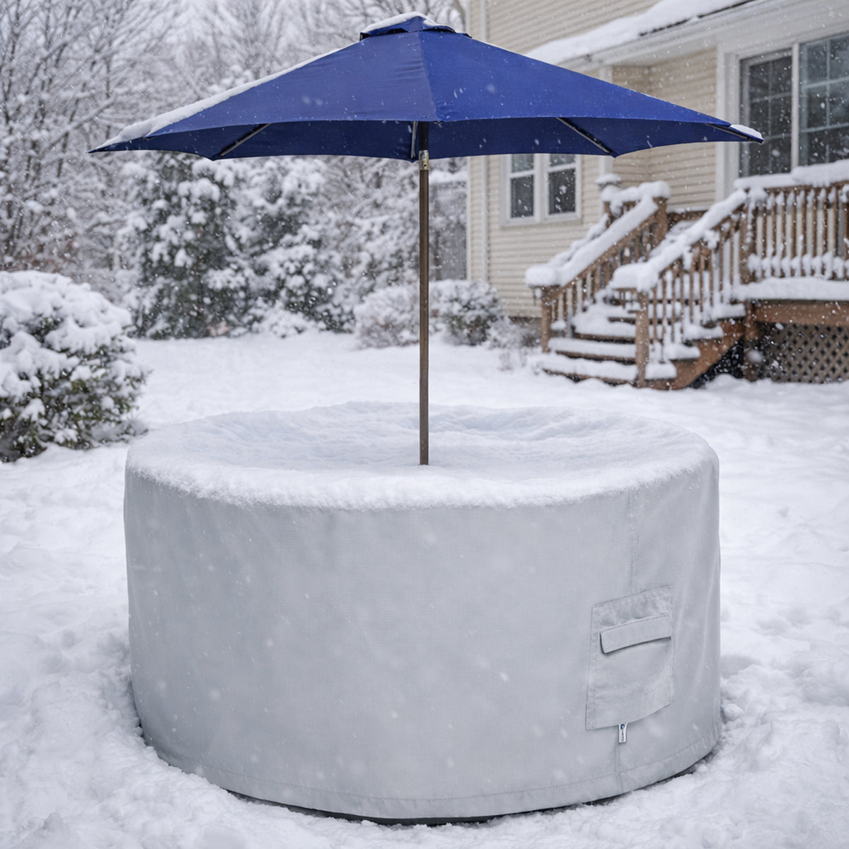 Custom Round Dining Table Chair Set Cover with Umbrella Hole