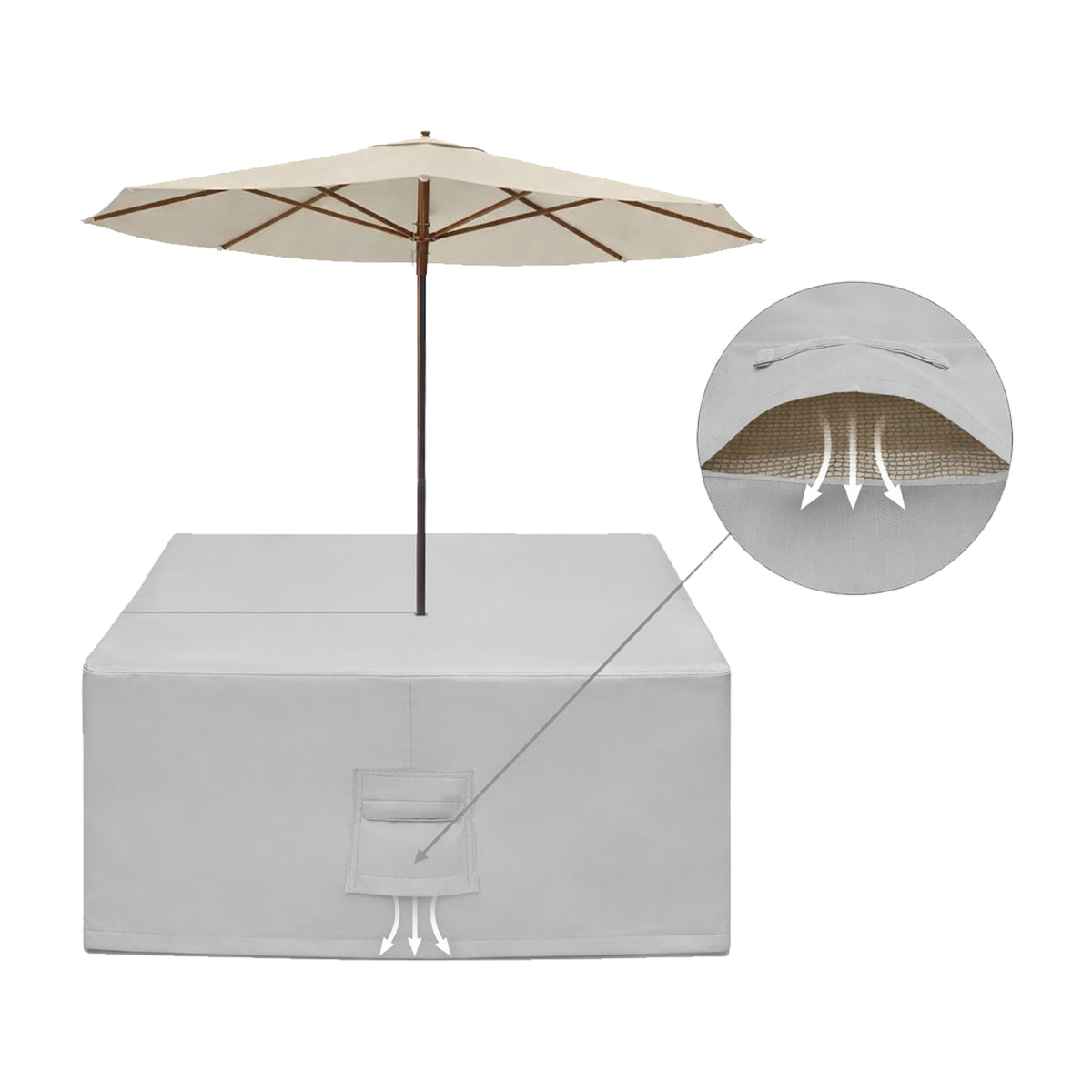 Custom Square / Rectangle Dining Table Chair Set Cover with Umbrella Hole