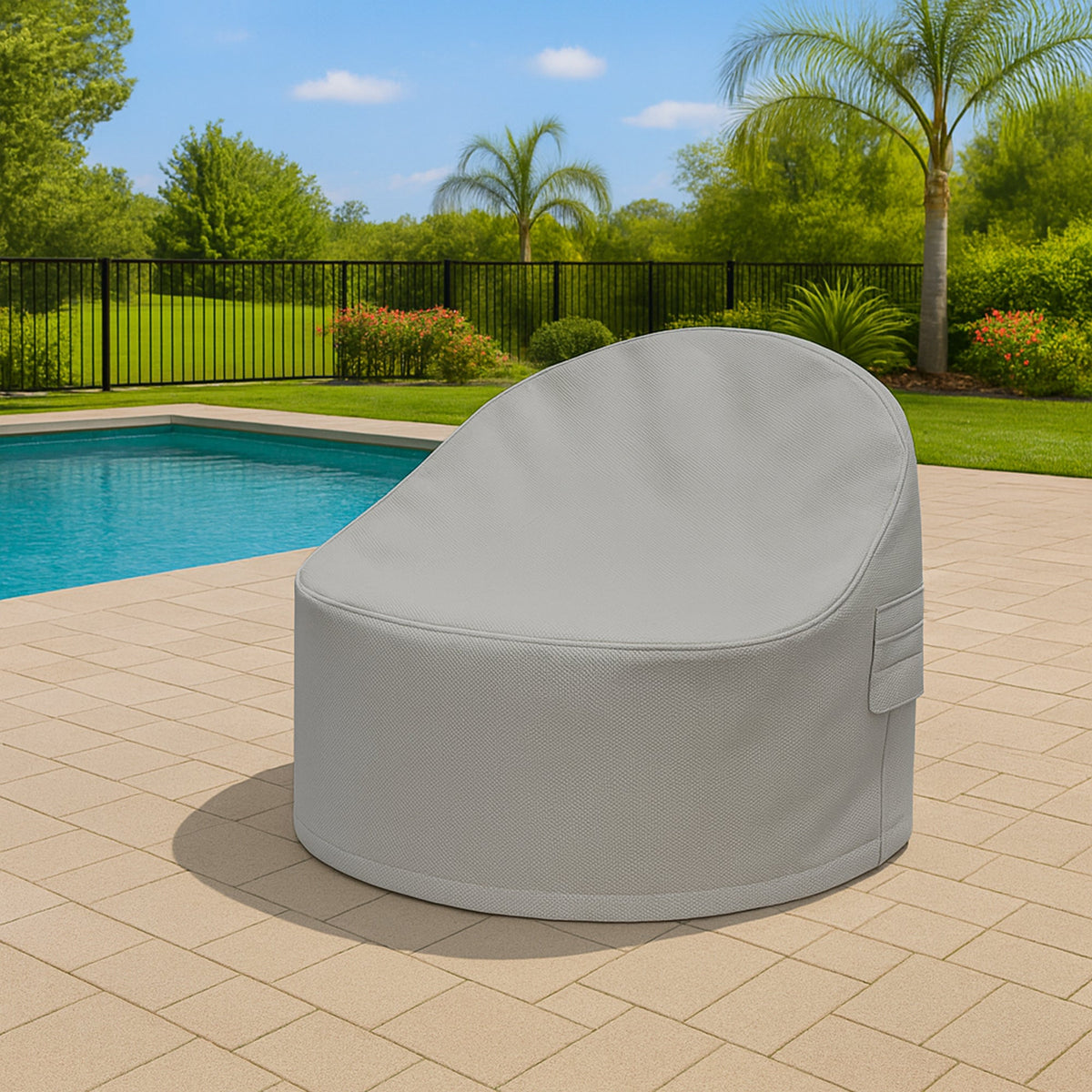 Custom Round Outdoor Daybed with Canopy Cover - detail view