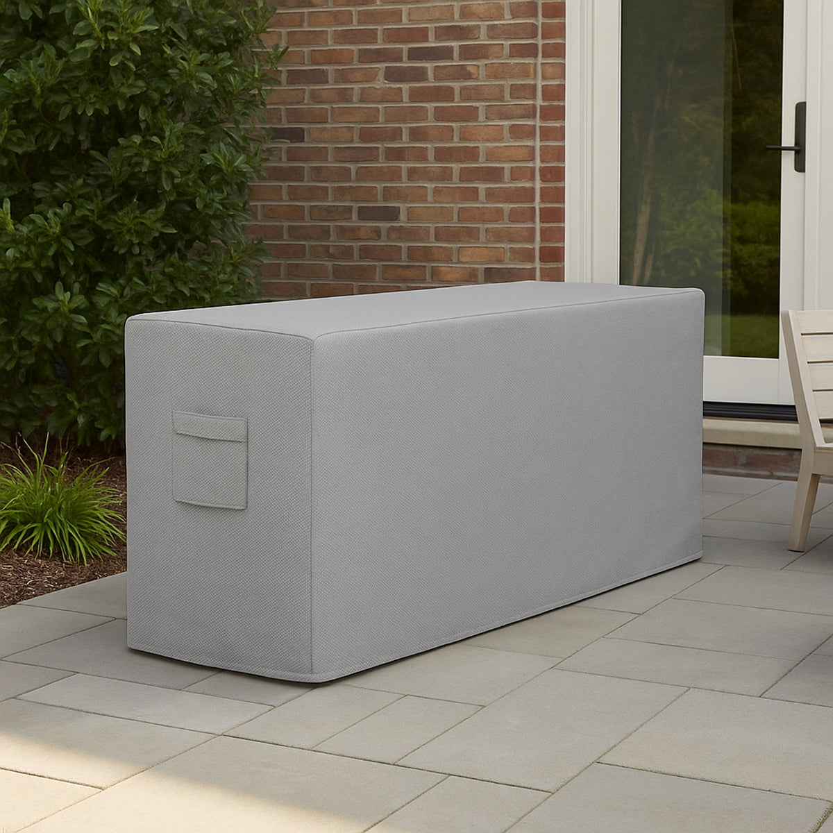 Custom Slatted Shoe Bench Cover - detail view