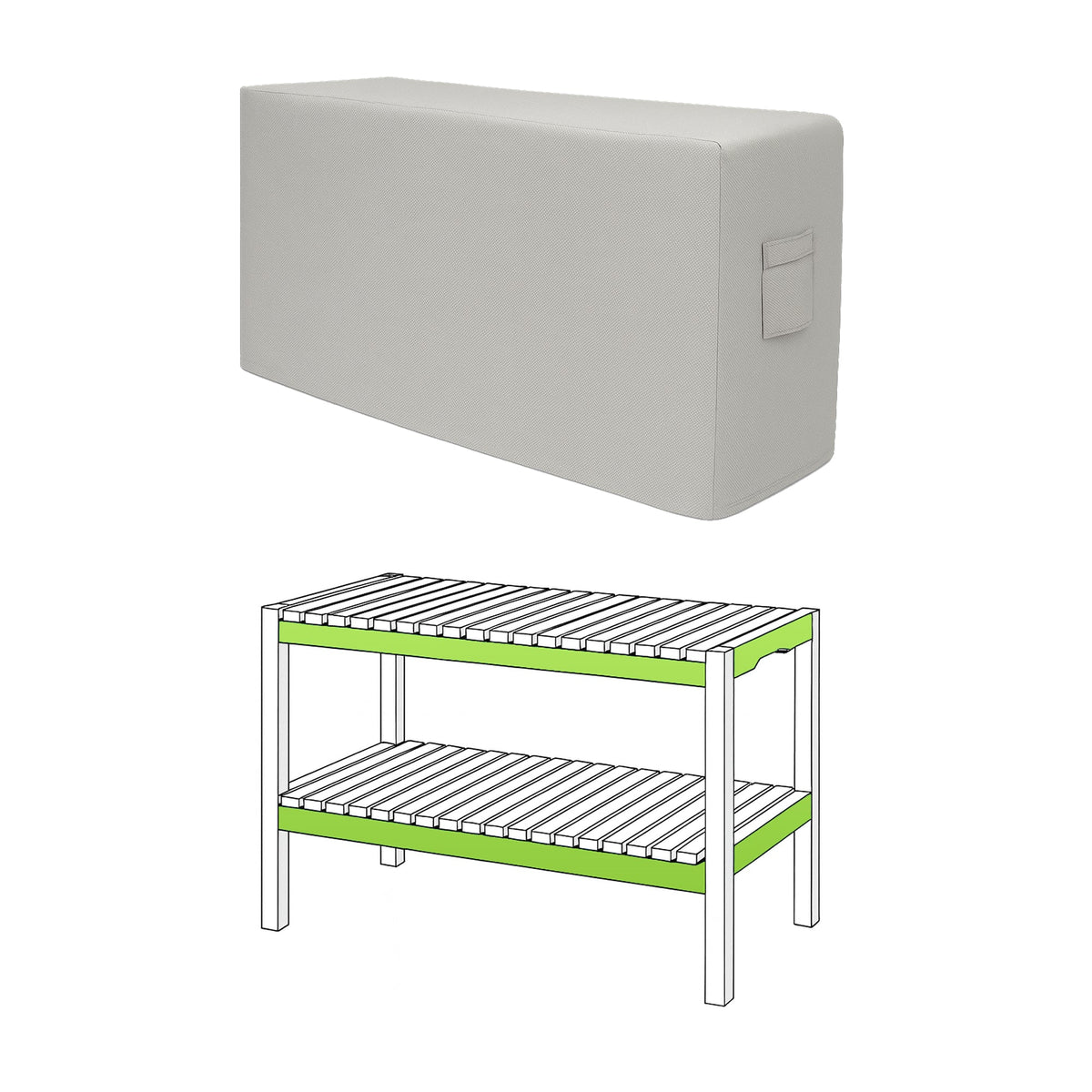 Custom Slatted Shoe Bench Cover - front view - view 2