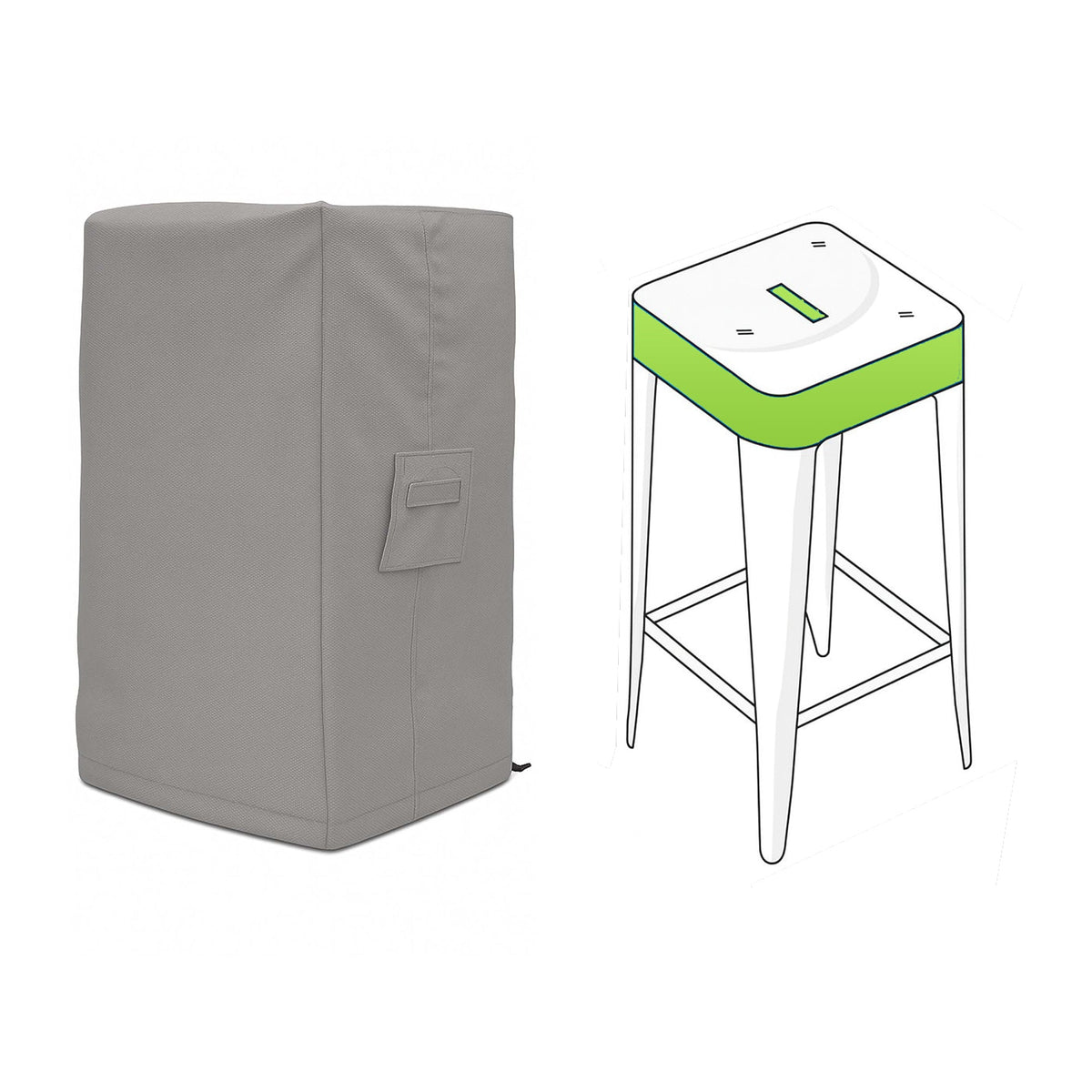 Custom Square Bar Stool Covers - front view - view 2