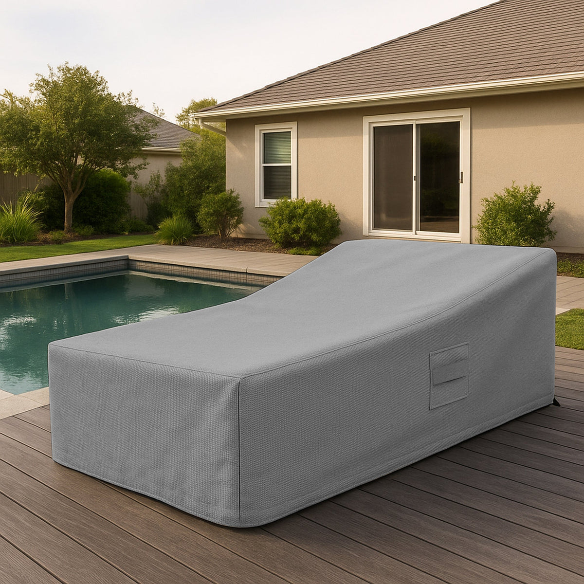 Custom Wheeled Double Chaise Lounge Cover - front view