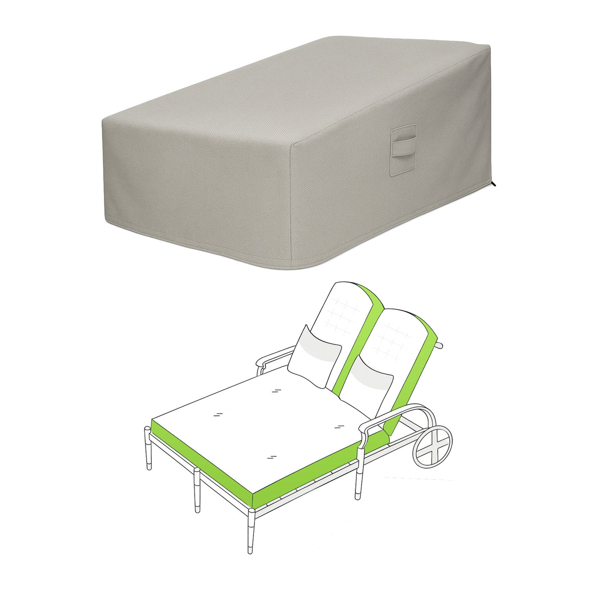 Custom Wheeled Double Chaise Lounge Cover - front view - view 2