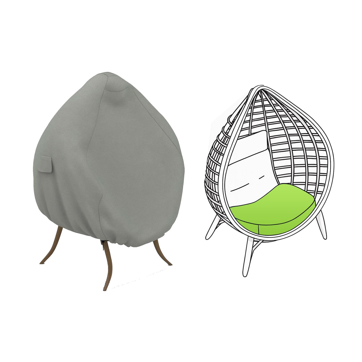 Custom Wicker Egg Chair Covers - front view - view 2