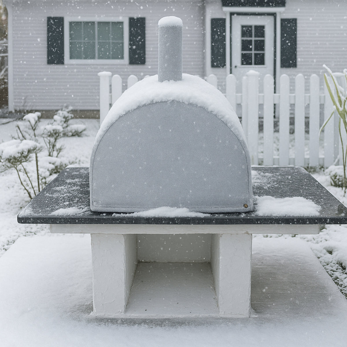 Custom Wood-Fired Pizza Oven Cover - side view