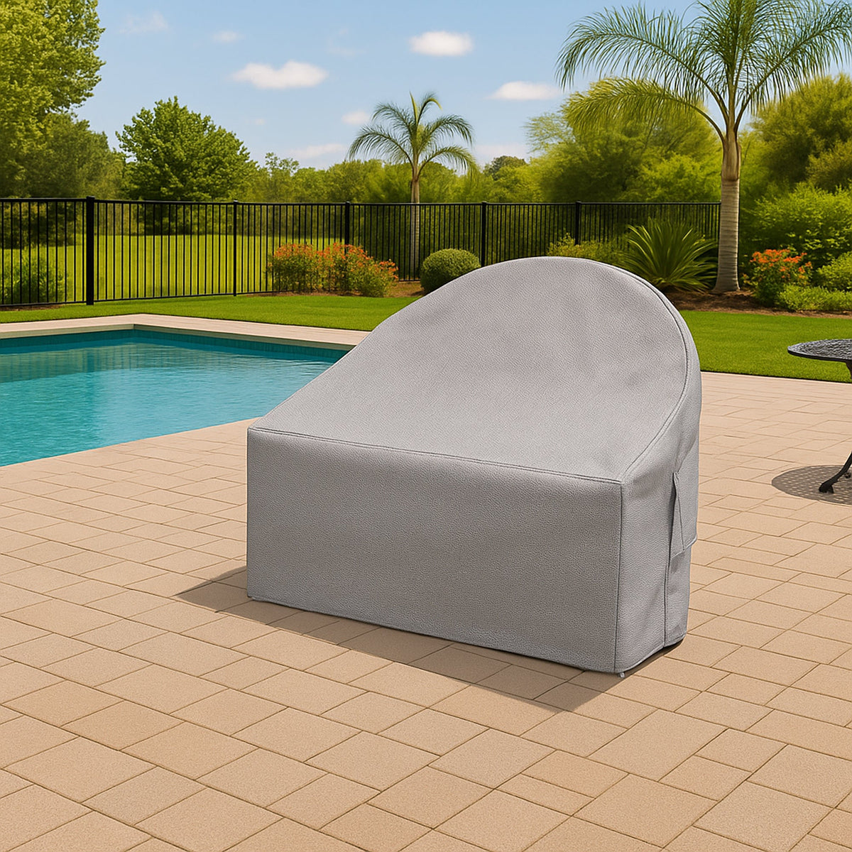 Custom Curved Outdoor Daybed Sofa Cover - detail view