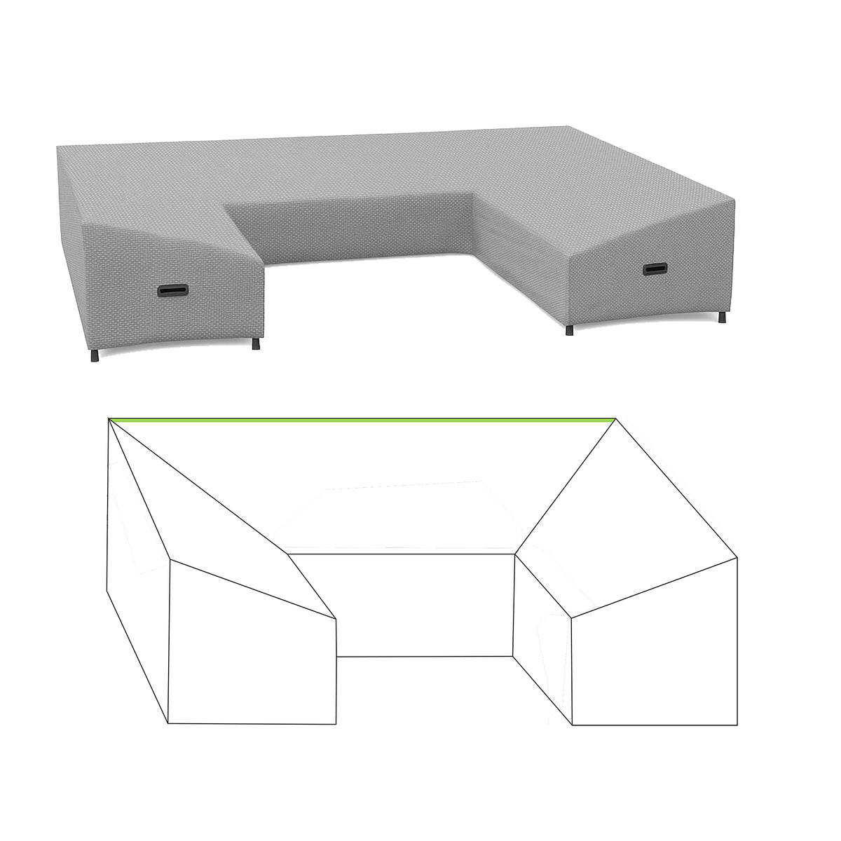 Custom U Shape Slanted Covers - front view