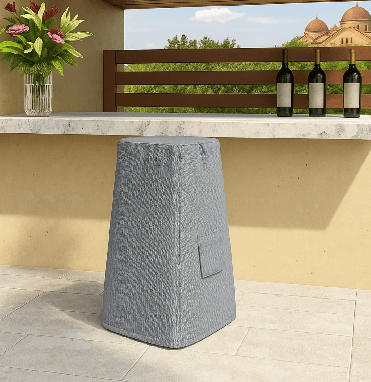 Custom Round Bar Stool Cover - side view