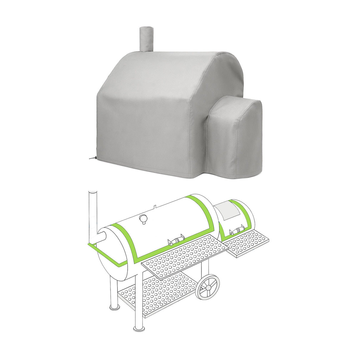 Custom Offset Smoker Cover - custom fit protective cover - view 2