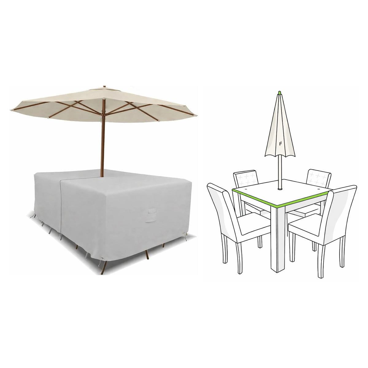 Custom Square / Rectangle Dining Table Chair Set Cover with Umbrella Hole