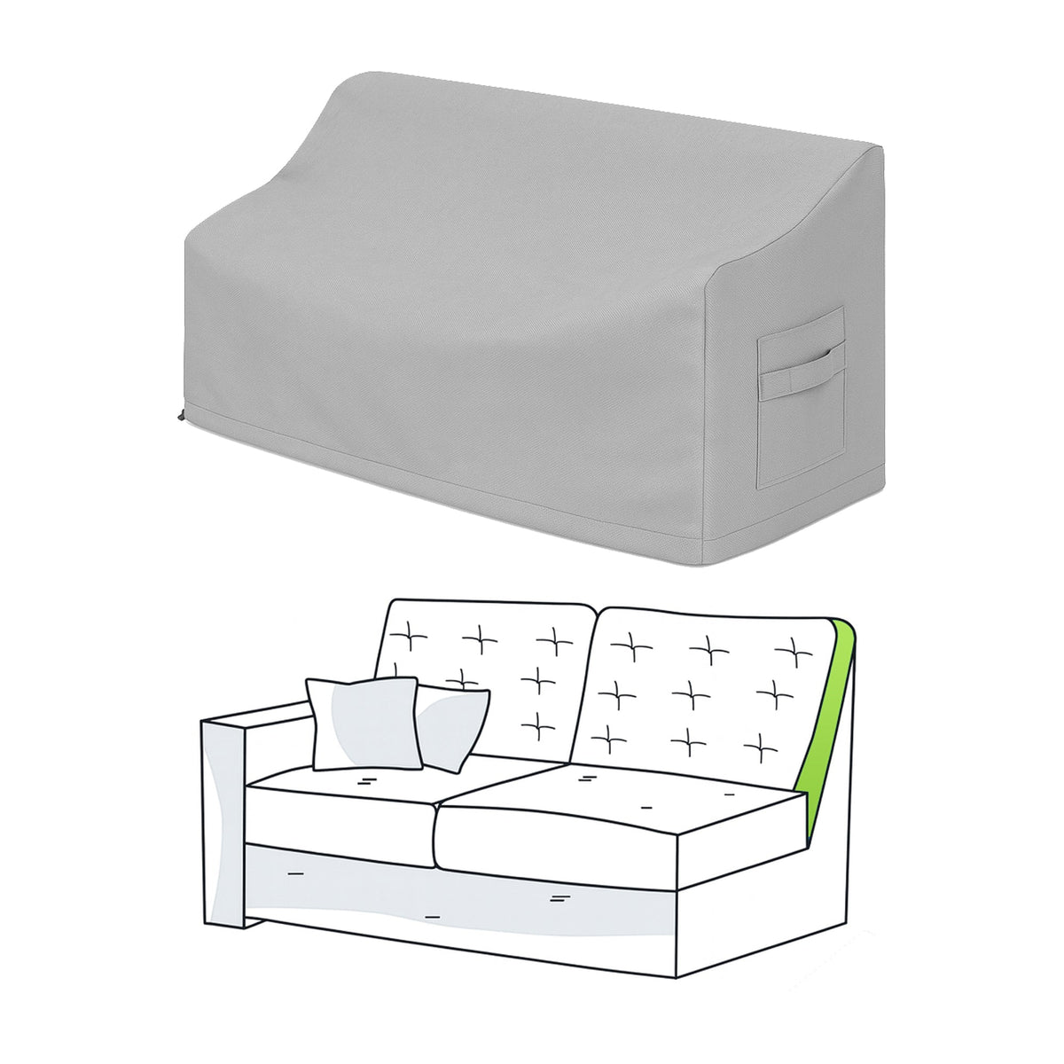 Left Arm Loveseat Covers - custom fit protective cover - view 2