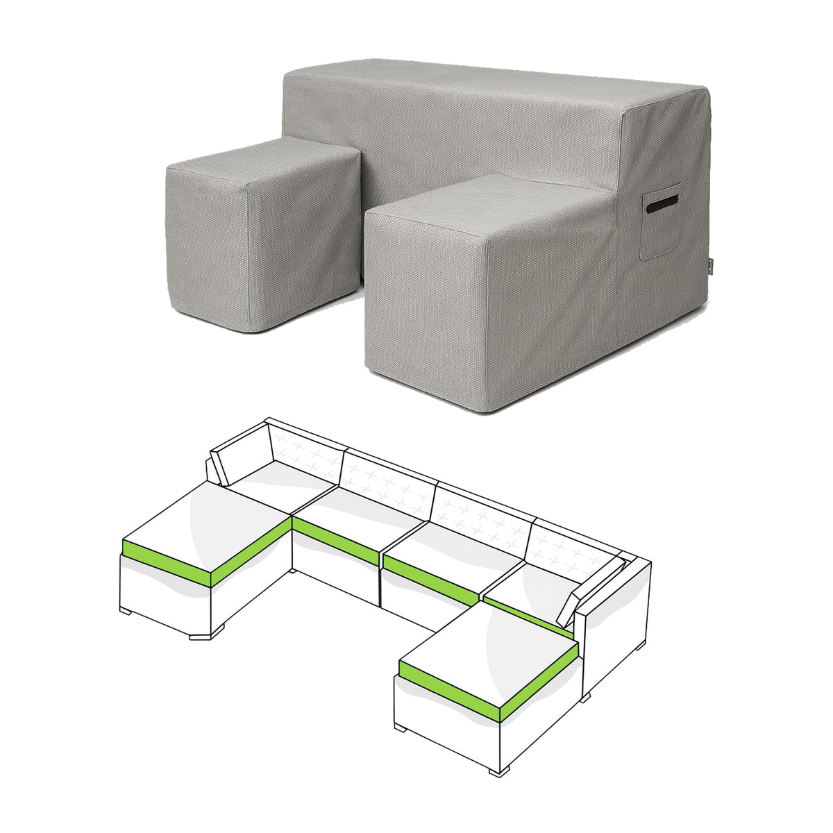 Custom U shaped Couch Covers - Style 2 - custom fit protective cover - view 2