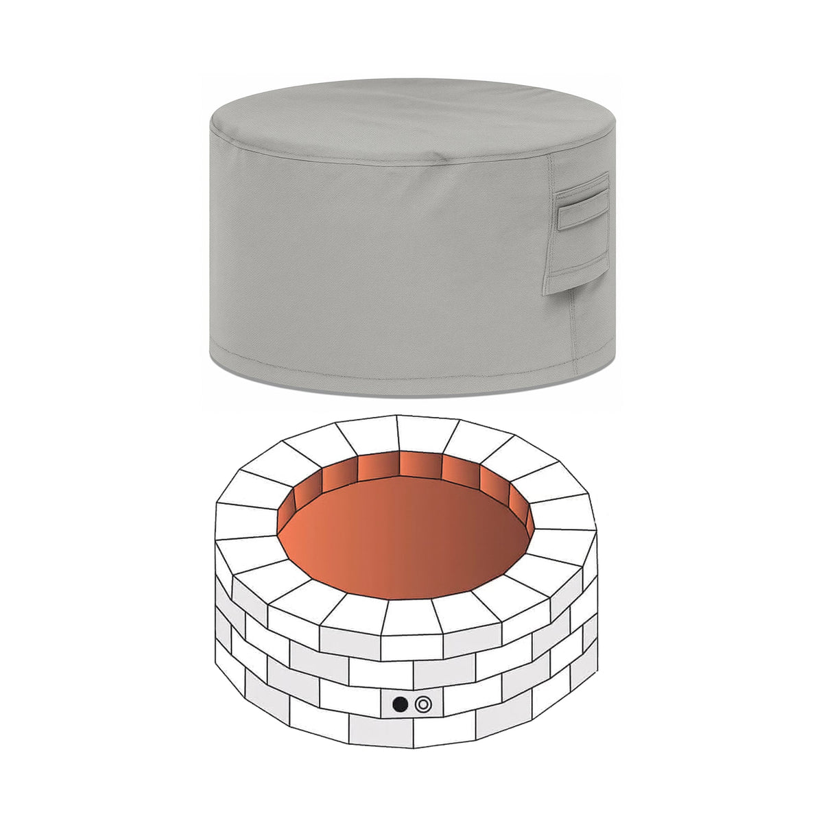 Custom Round Fire Pit Cover - Style 1 - custom fit protective cover - view 2
