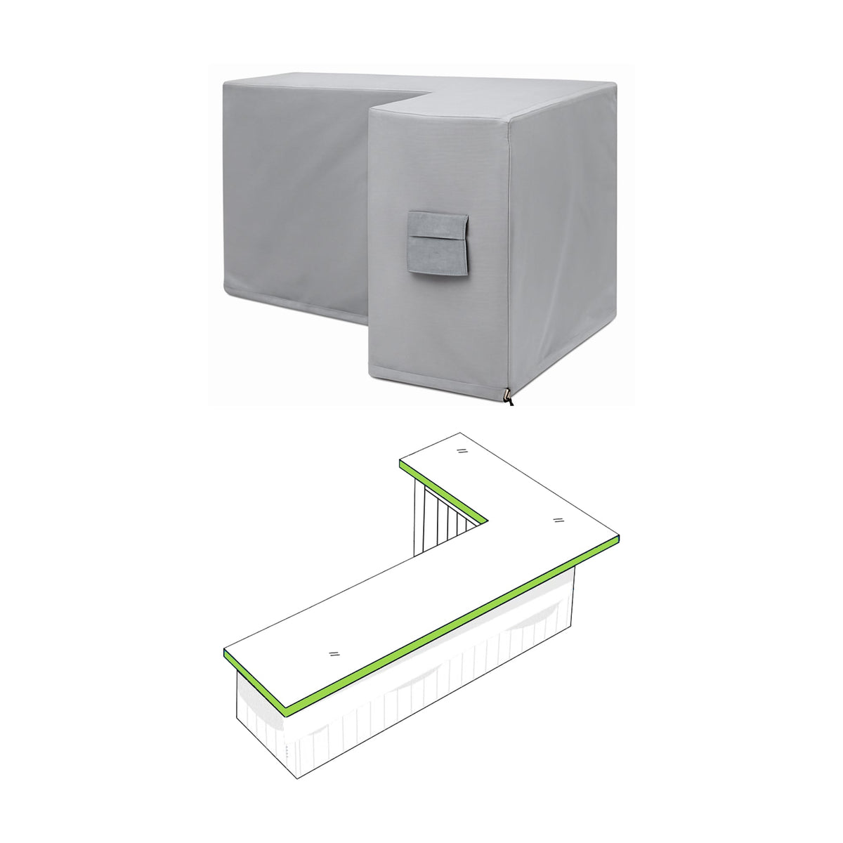 Custom L Shape Outdoor Bar Island Cover - Style 1