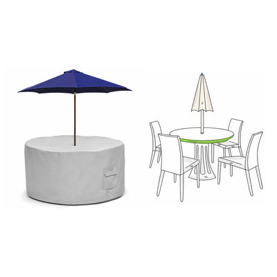 Custom Round Dining Table Chair Set Cover with Umbrella Hole