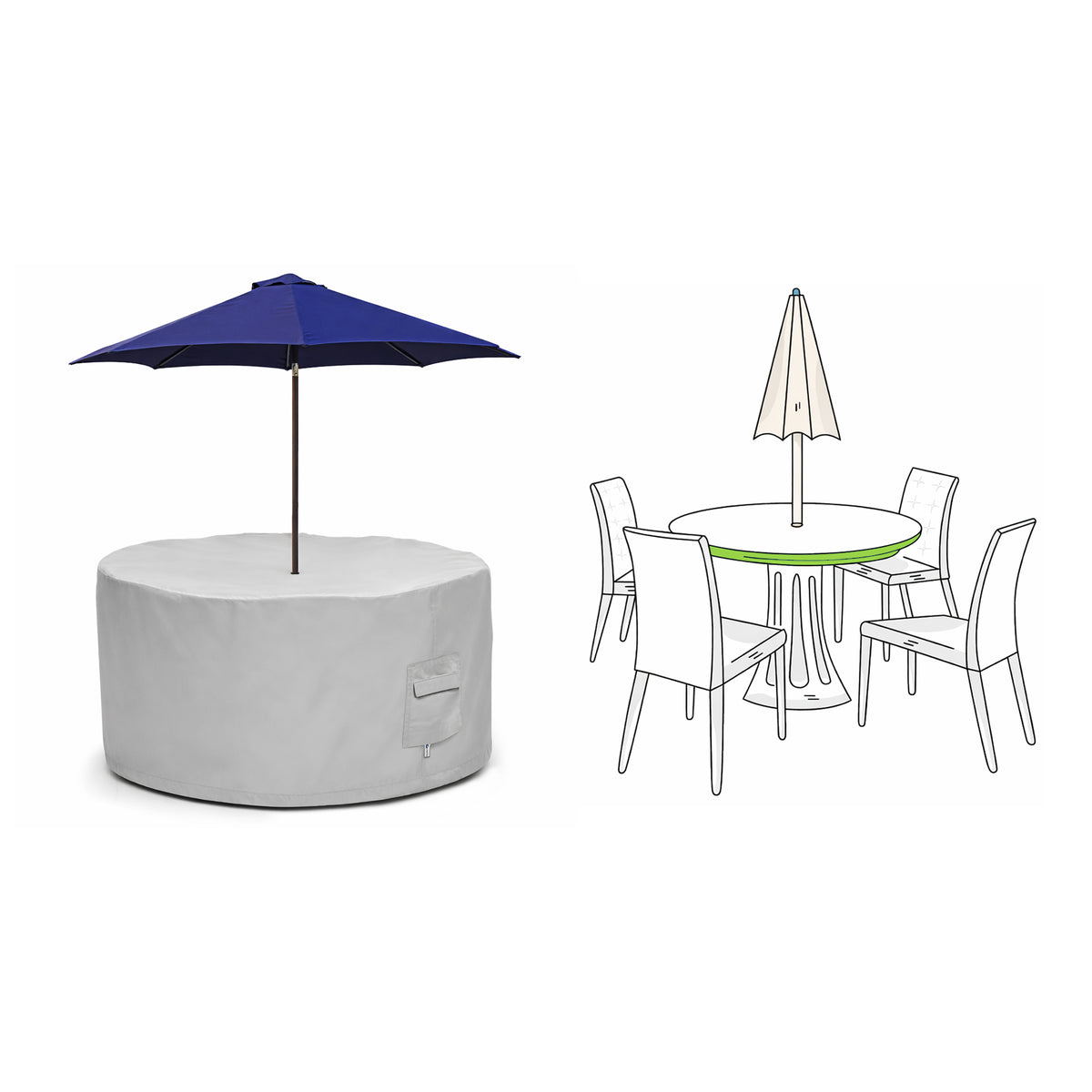 Custom Round Dining Table Chair Set Cover with Umbrella Hole