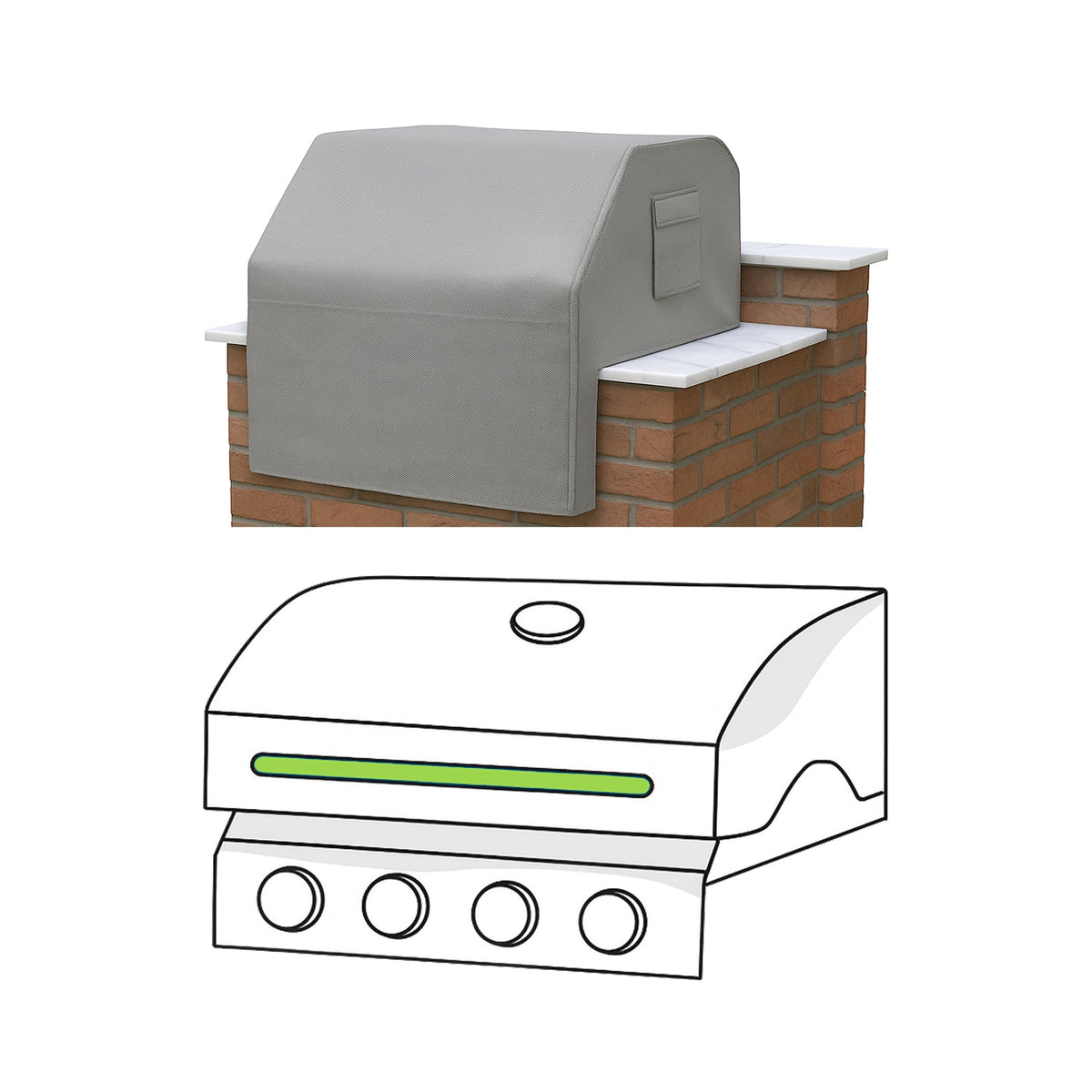 Custom Built-in Grill Cover - custom fit protective cover - view 2