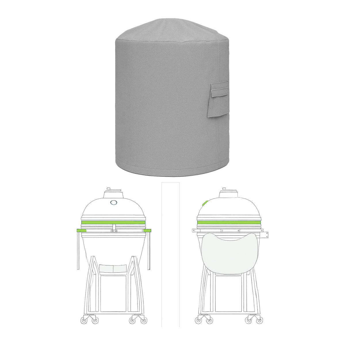 Custom Kamado Grill Cover - custom fit protective cover - view 2