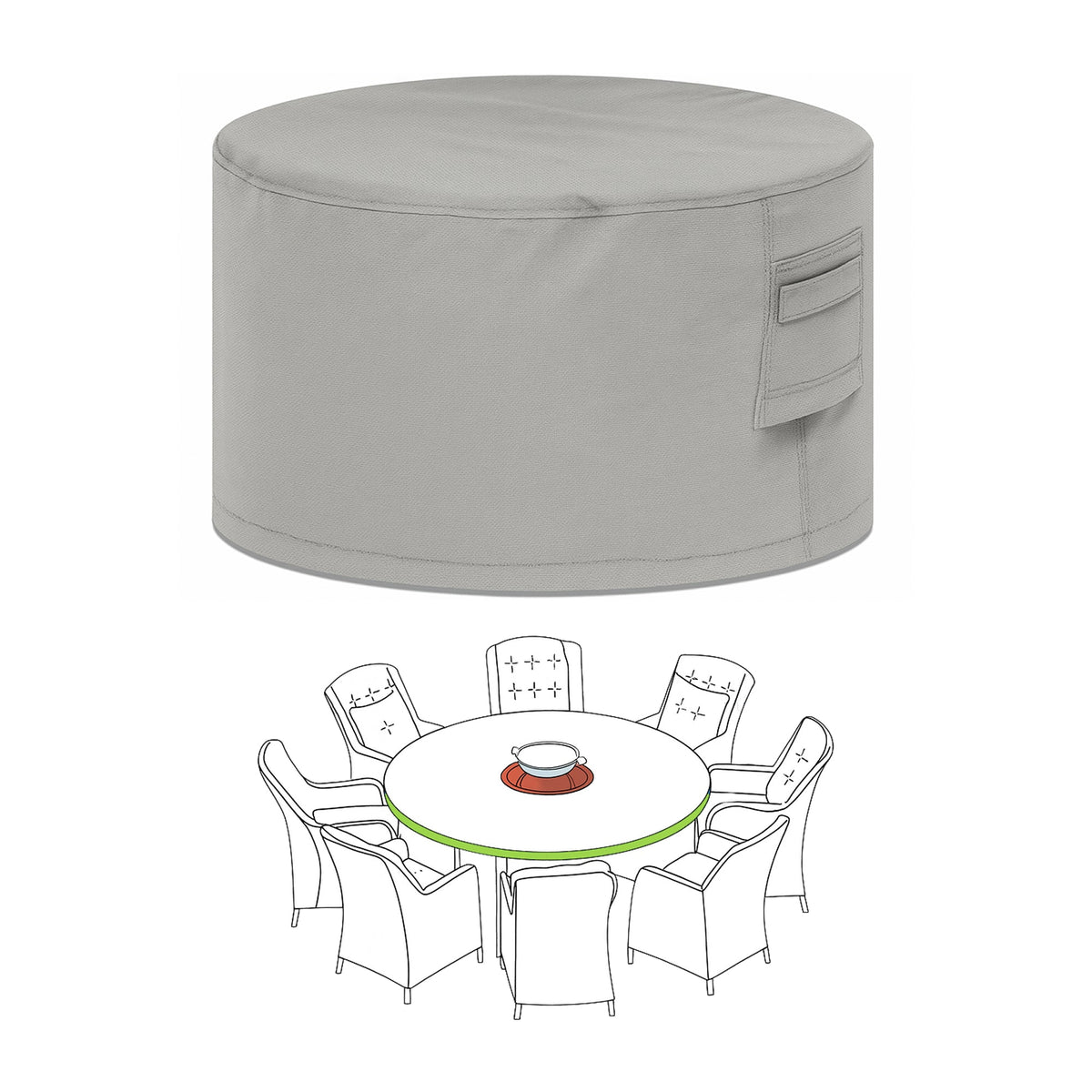 Custom Round Fire Pit with Chair Set Cover