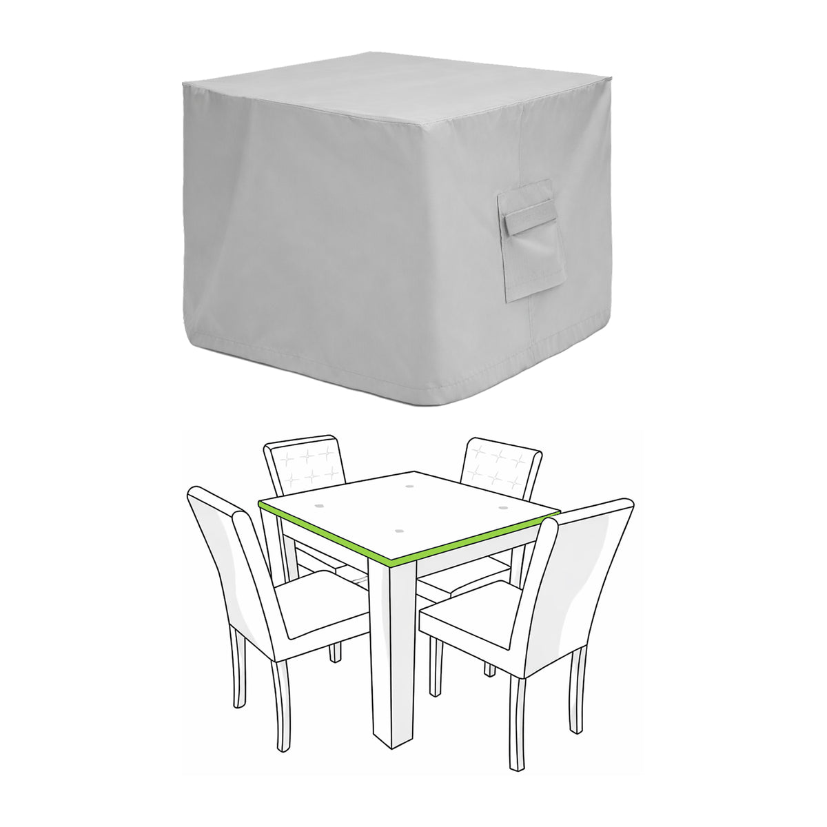 Custom Square/Rectangle Dining Table Chair Set Cover - Style 4