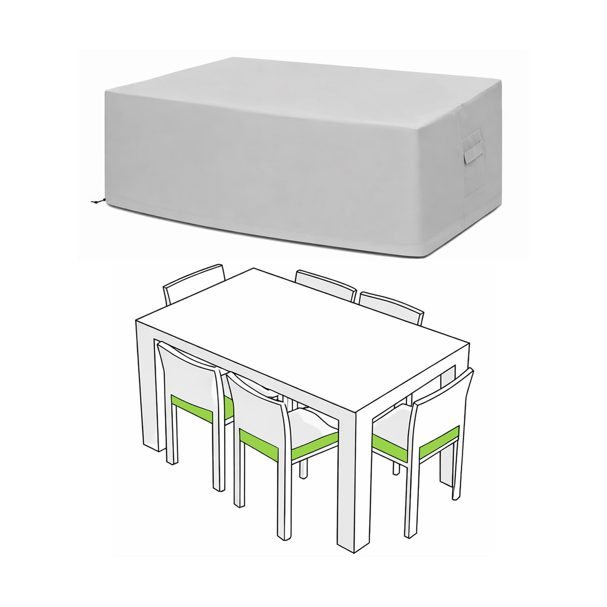 Custom Square / Rectangle Dining Table Chair Set Cover – Style 3