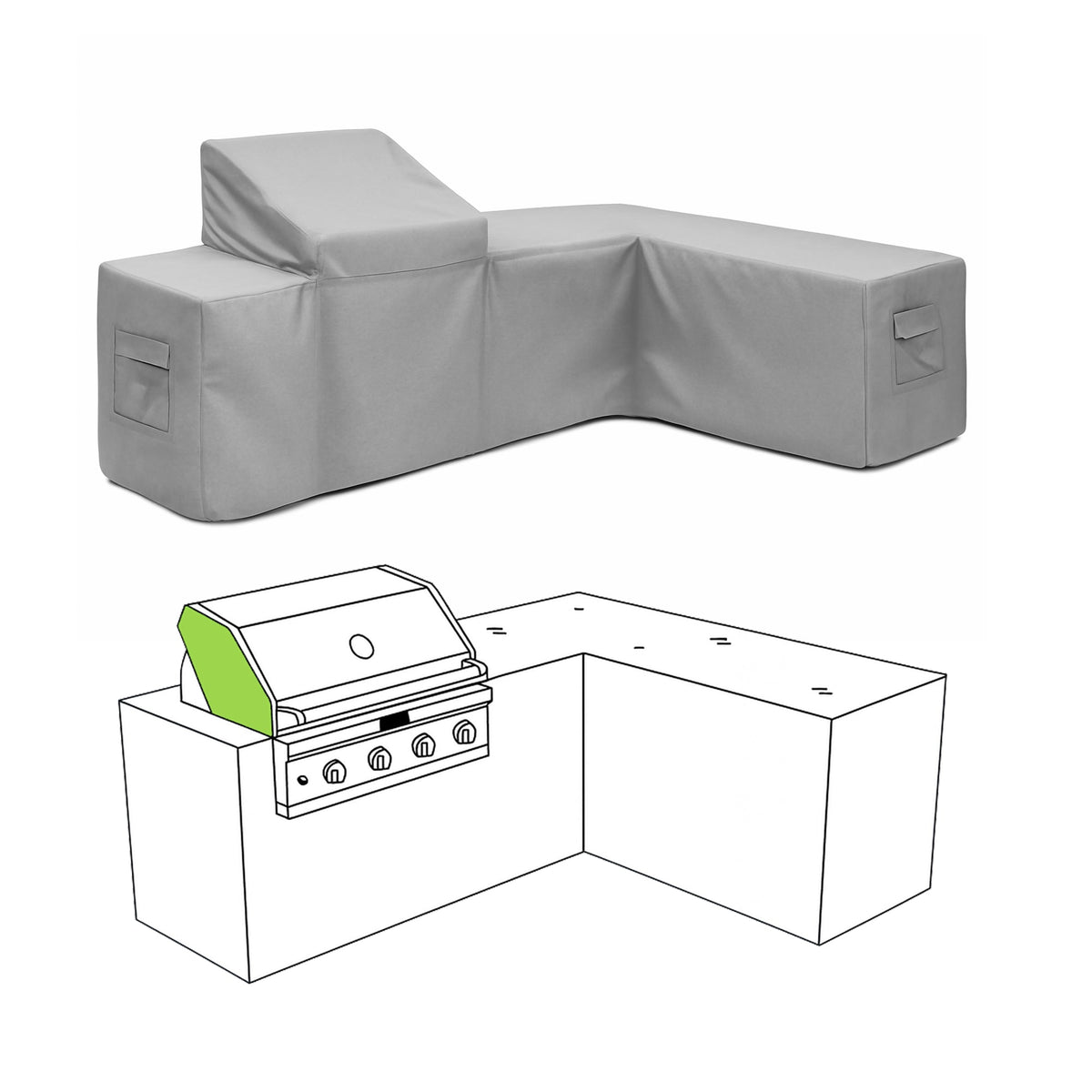 Custom L Shape Island Kitchen Cover - Left - custom fit protective cover - view 2