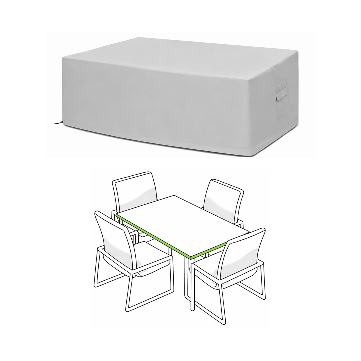 Custom Square/Rectangle Dining Table Chair Set Cover - Style 2 - custom fit protective cover - view 2