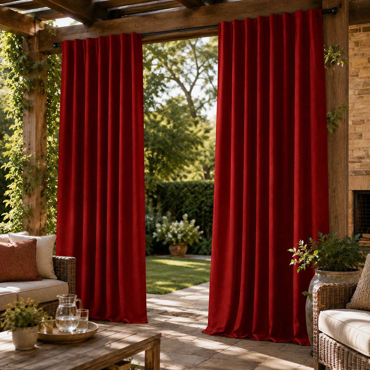 Sunbrella Canvas Jockey Red Curtain