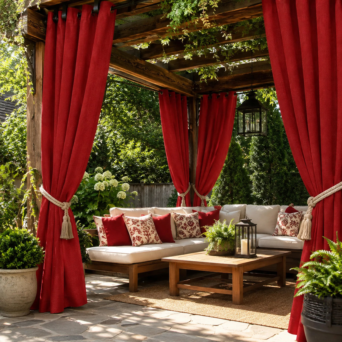 Sunbrella Canvas Jockey Red Curtain