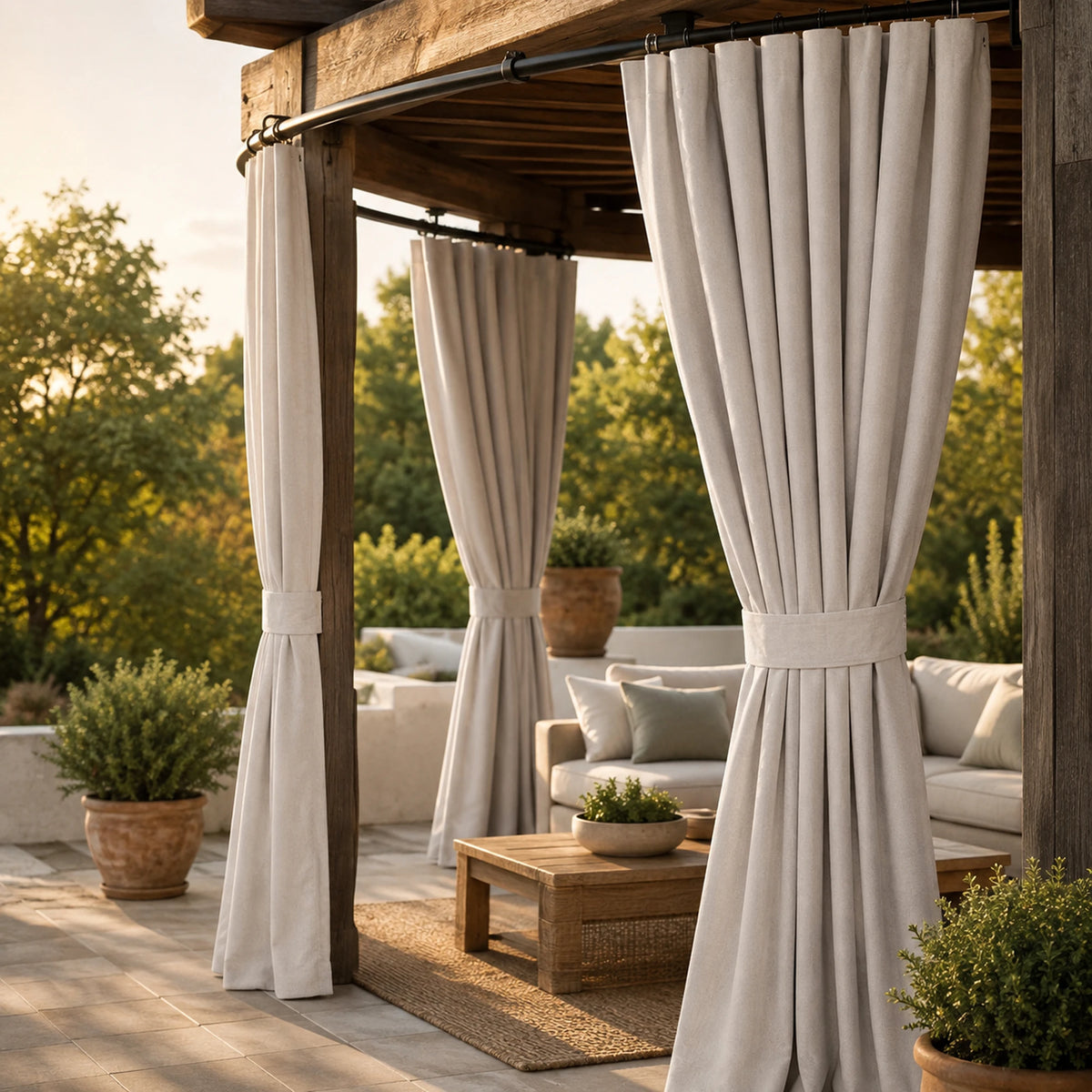 Sunbrella Canvas Silver Grey Curtain