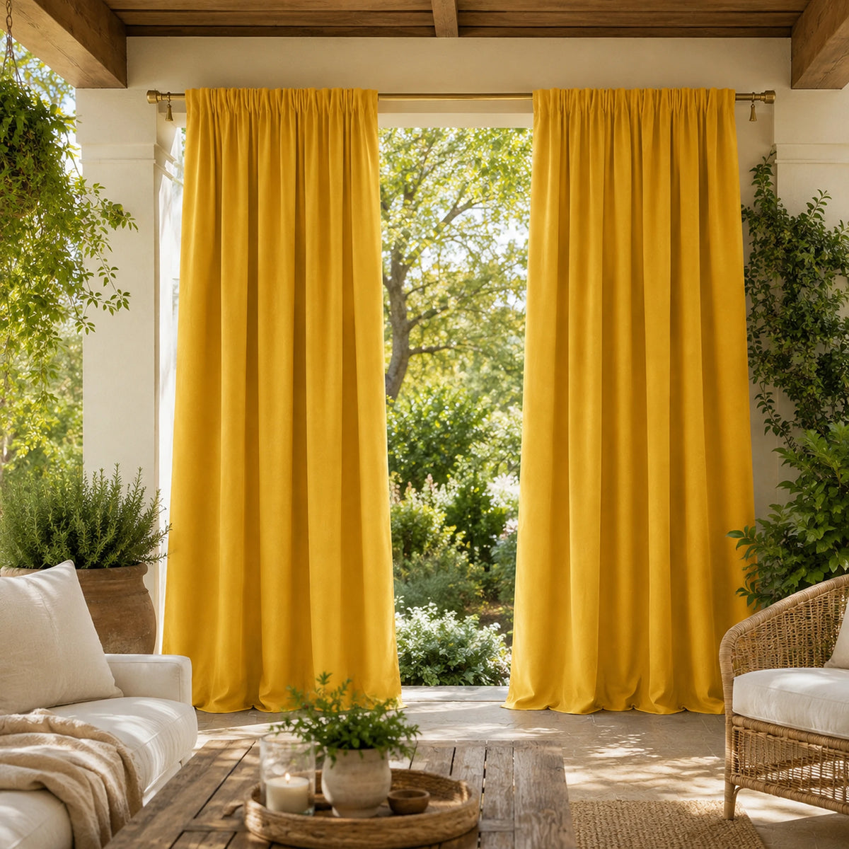 Sunbrella Canvas Sunflower Yellow Curtain