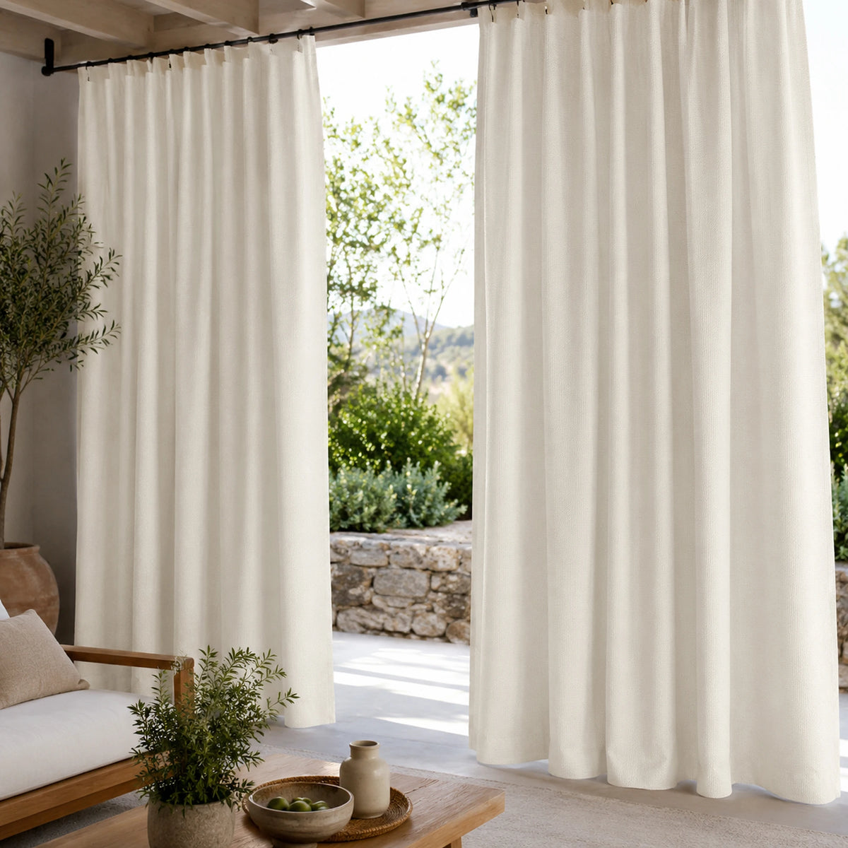 Sunbrella Canvas White Curtain