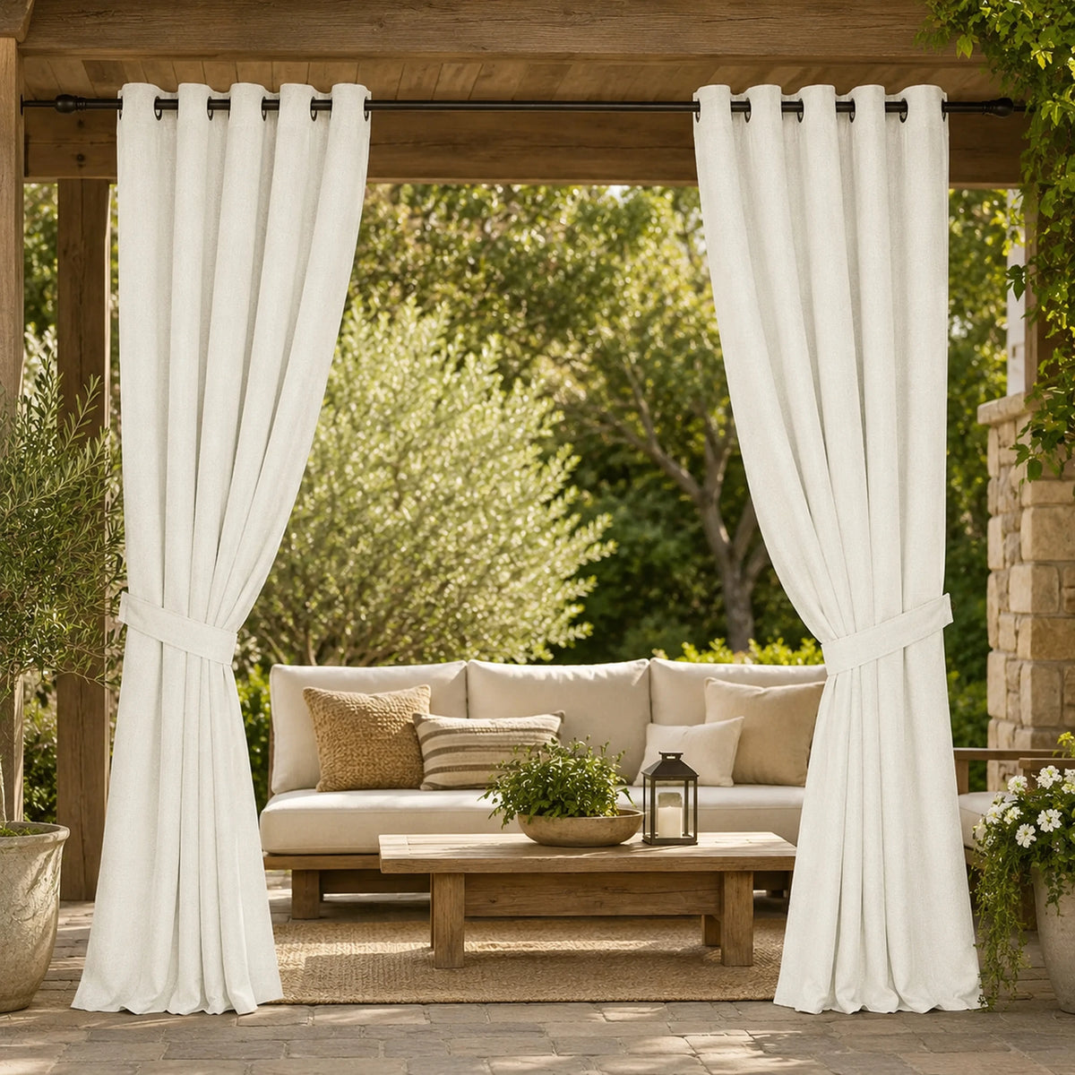 Sunbrella Canvas White Curtain
